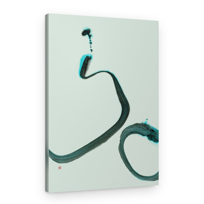 Fluid Teal Ink Strokes – Canvas Print