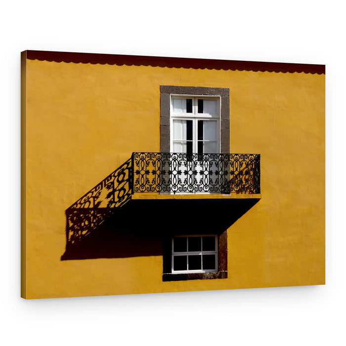 Yellow Wall Balcony Shadow – Canvas Print