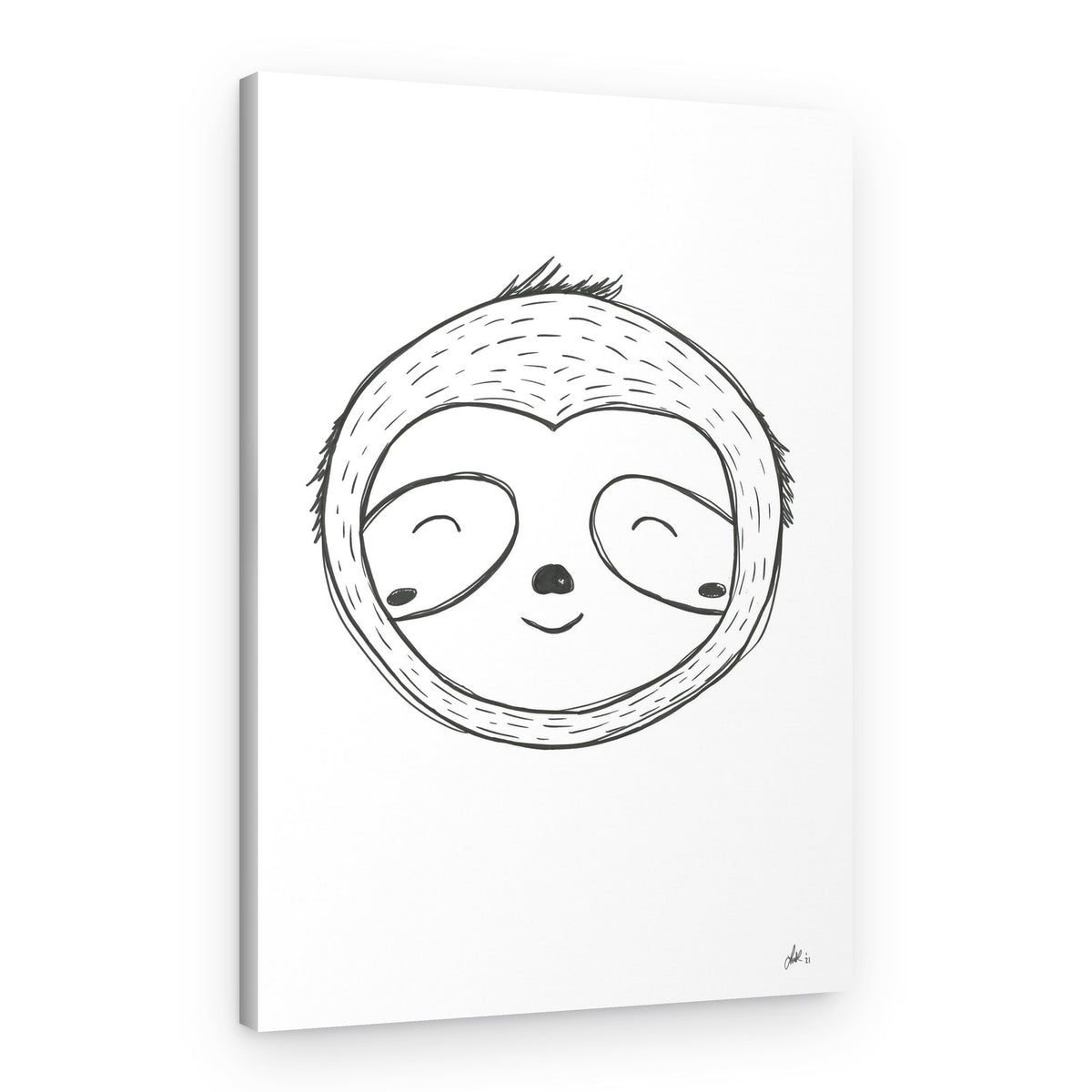 Happy Sloth Face – Canvas Print