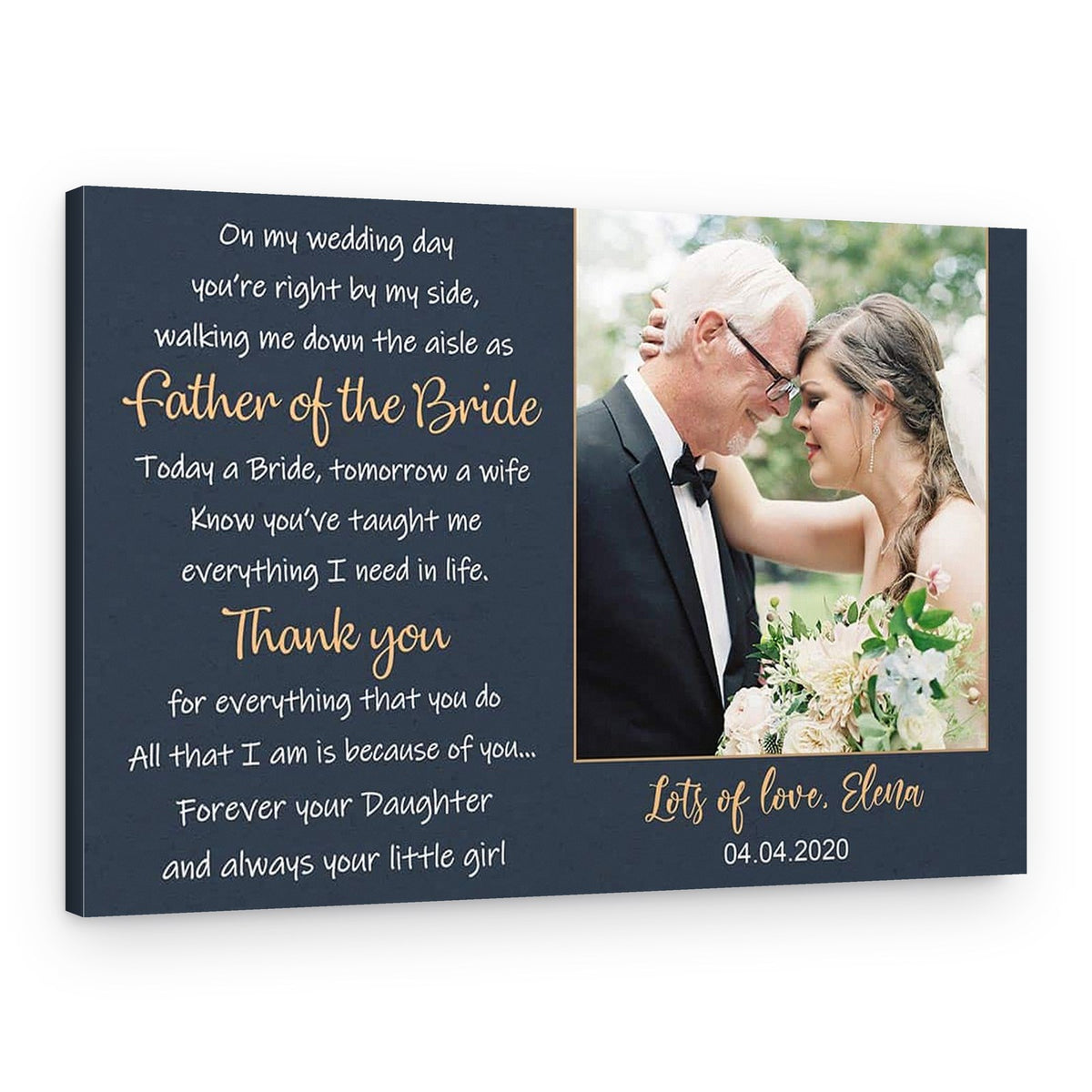 Father of the Bride Poem Custom Photo Canvas Print – Canvas Print – Design A