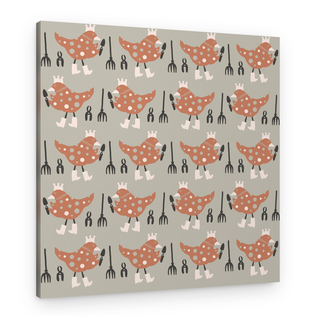 Polka Dot Garden Hens – Canvas Print