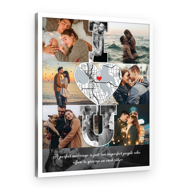 I Love You Photo Collage Map Canvas Prints