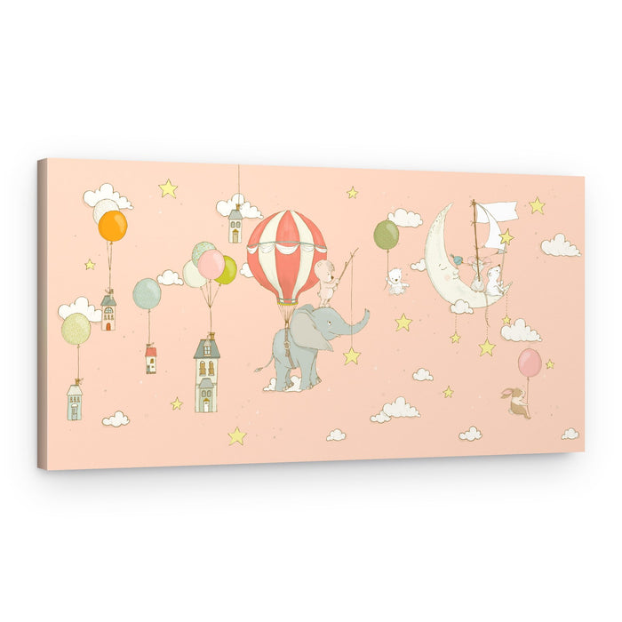 Whimsical Animal Sky Journey – Canvas Print