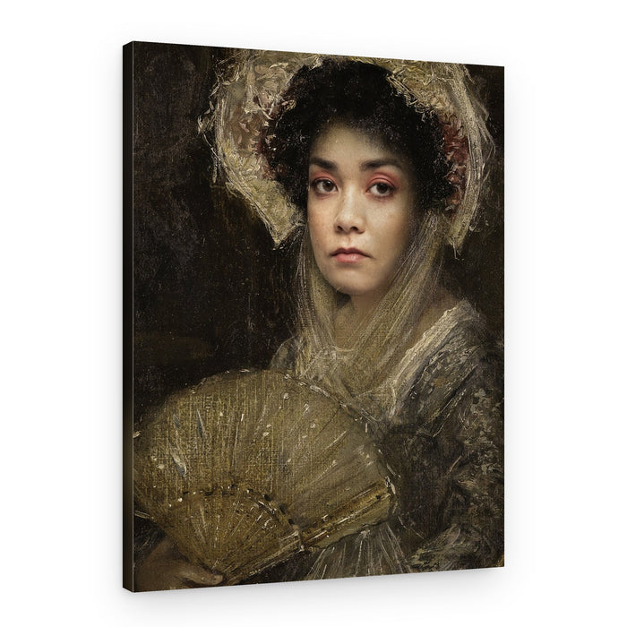Elegant Woman With Fan – Canvas Print