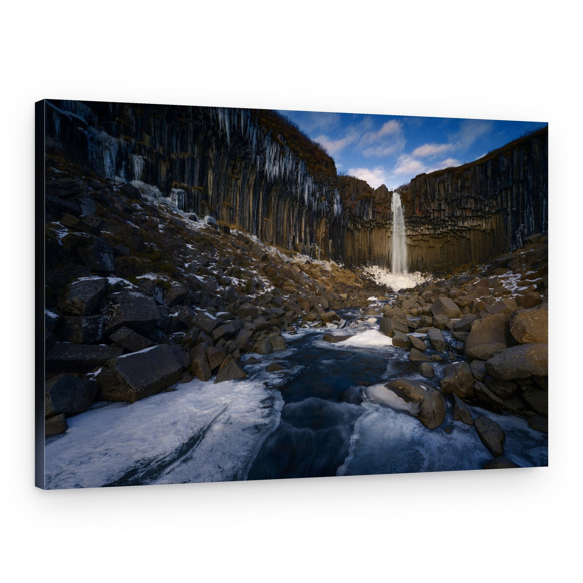 Majestic Winter Waterfall – Canvas Print