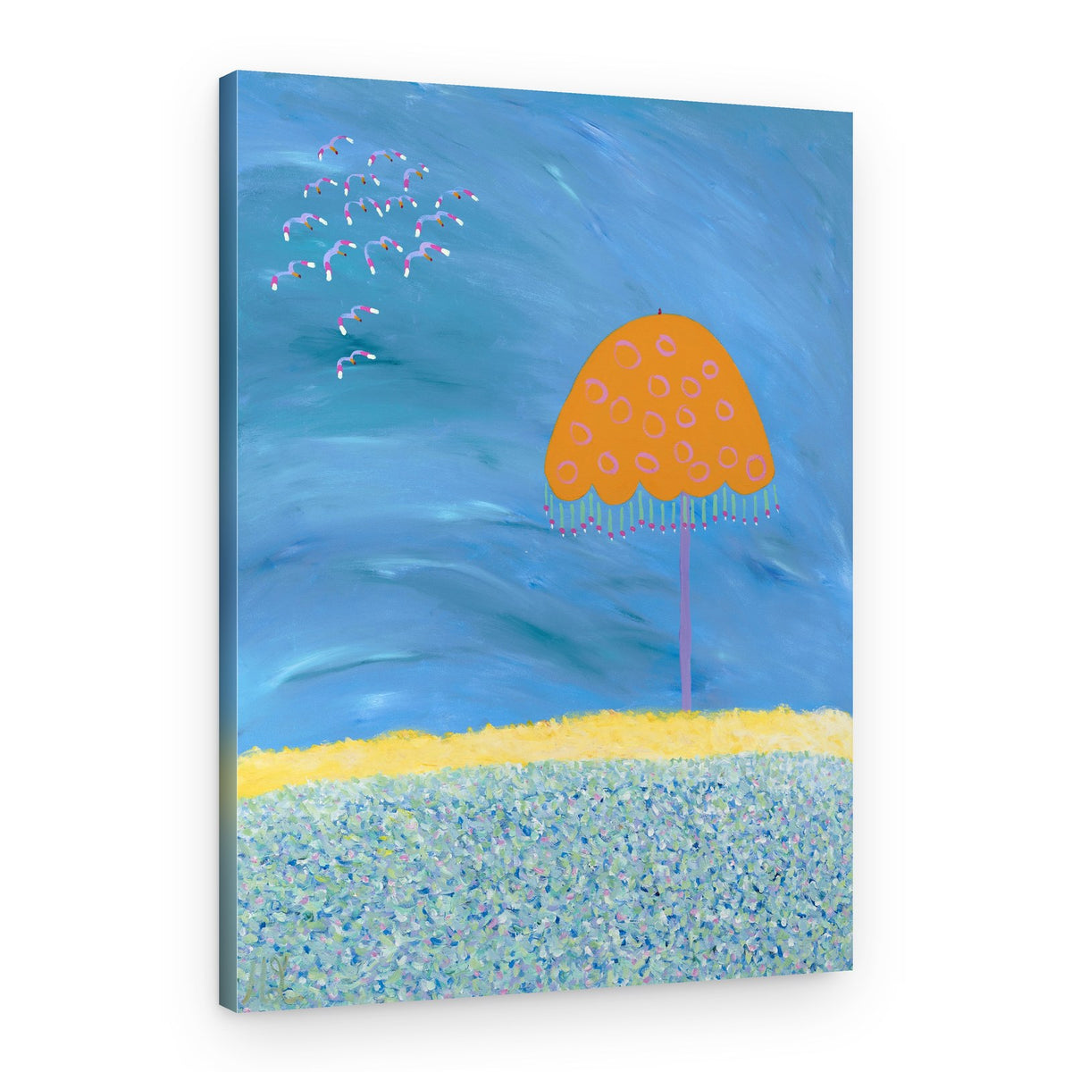 Whimsical Beach Umbrella – Canvas Print