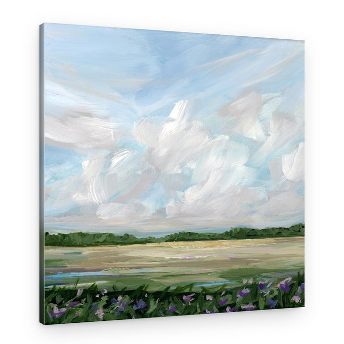 Cloudy Meadow With Flowers – Canvas Print