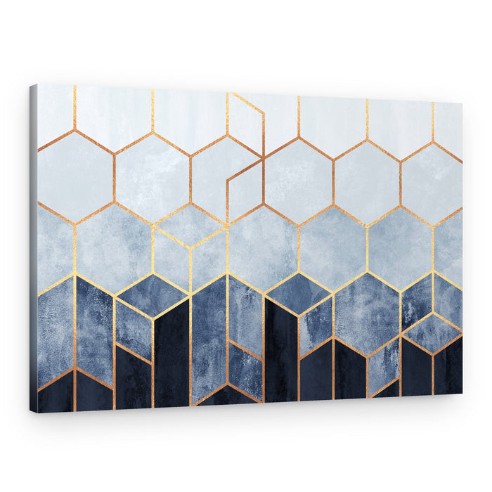 Modern Geometric Blue Hexagons – Canvas Print