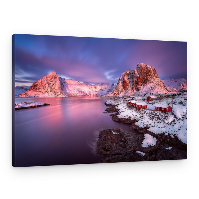 Lofoten Fjord Winter Sunset – Canvas Print