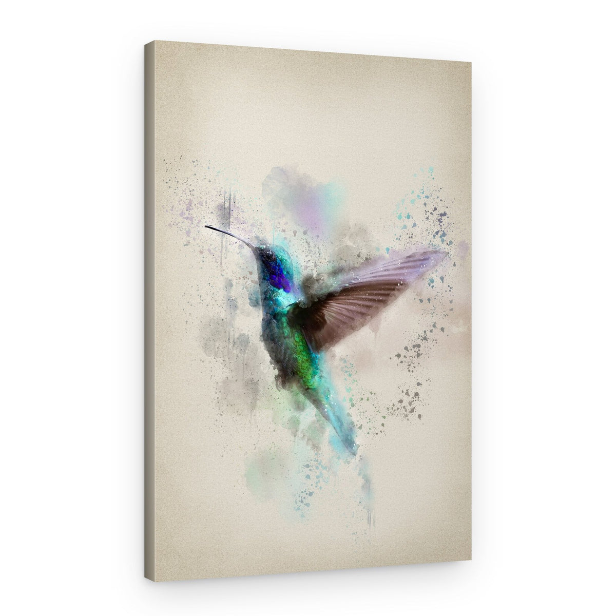 Vibrant Watercolor Hummingbird – Canvas Print