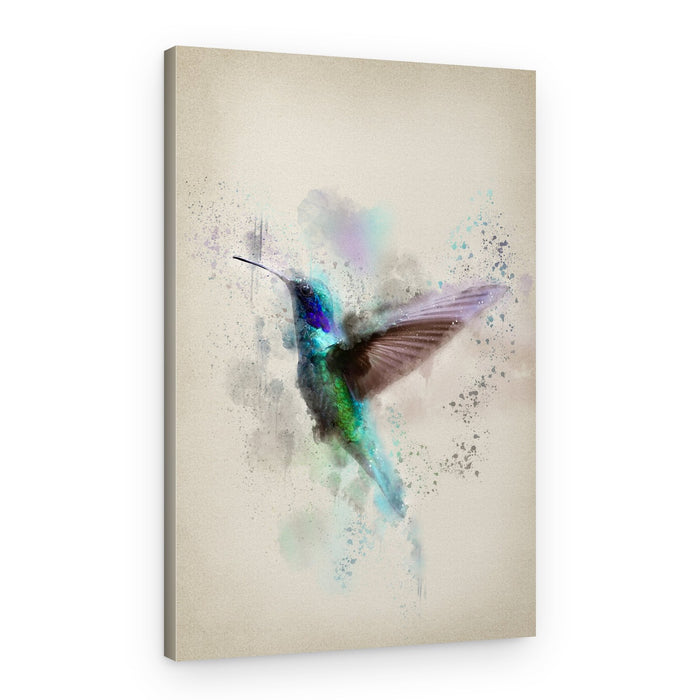 Vibrant Watercolor Hummingbird – Canvas Print