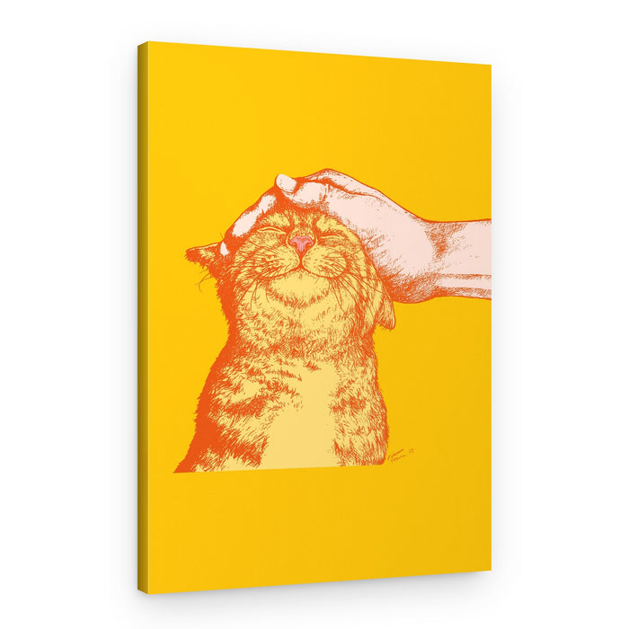 Happy Cat Petting – Canvas Print