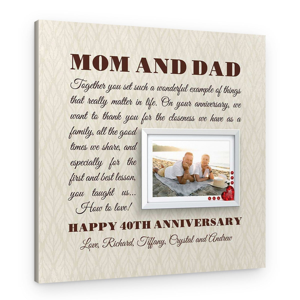 Happy 40th Anniversary Mom And Dad Photo Canvas Print – Canvas Print