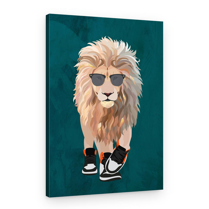 Stylish Lion Walk – Canvas Print