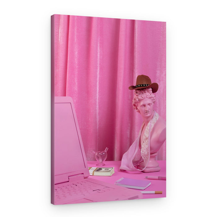 Pink Bust Cowboy Hat – Canvas Print