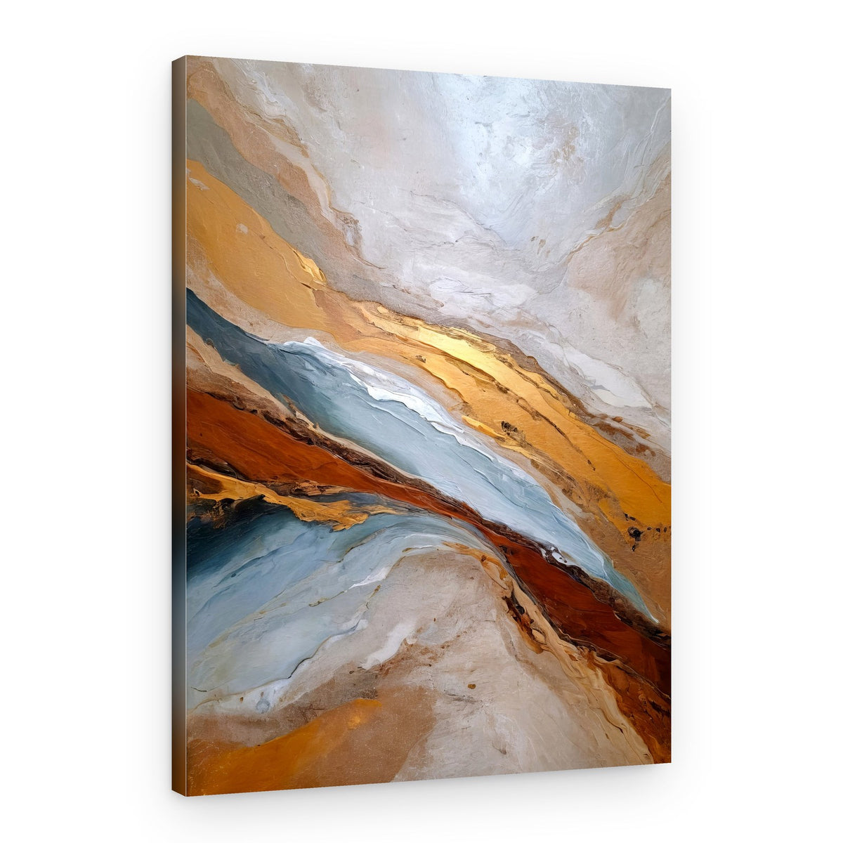 Golden Blue Flow – Canvas Print
