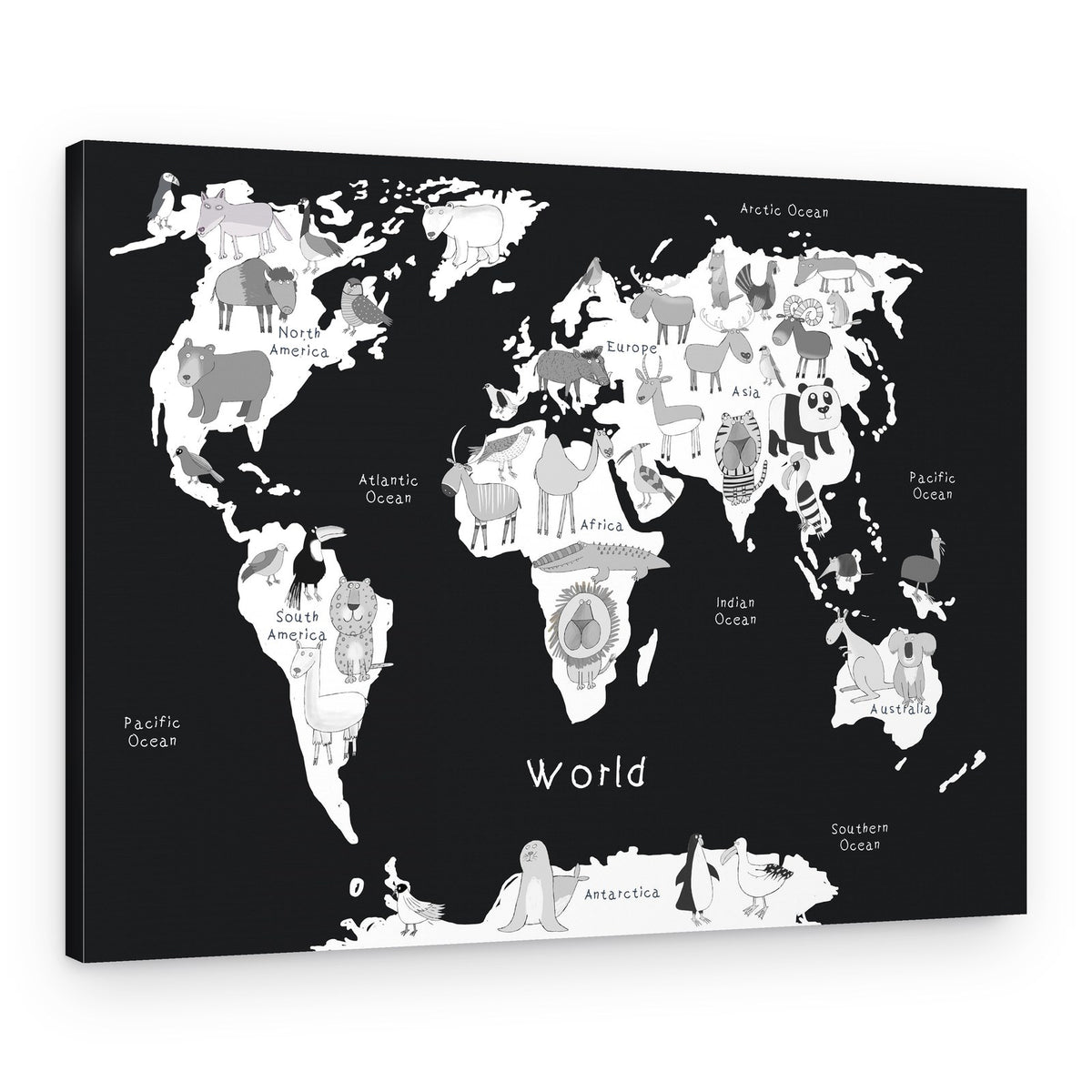 World Animal Map – Canvas Print