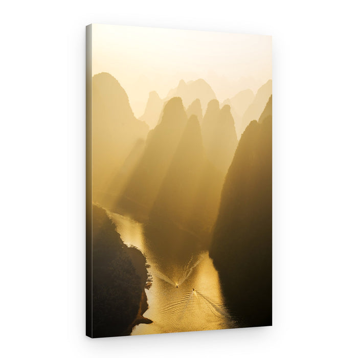 Golden Misty River Valley – Canvas Print