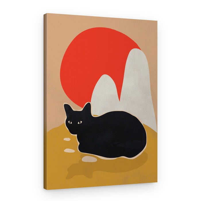 Black Cat Red Sun – Canvas Print
