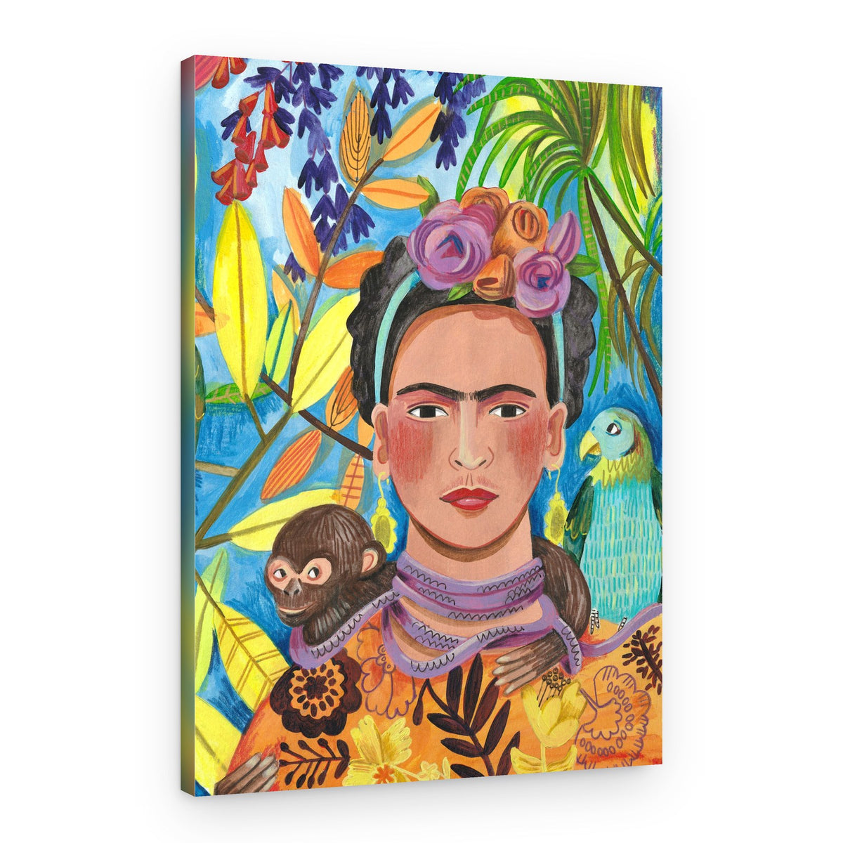 Frida and her parrots – Canvas Print