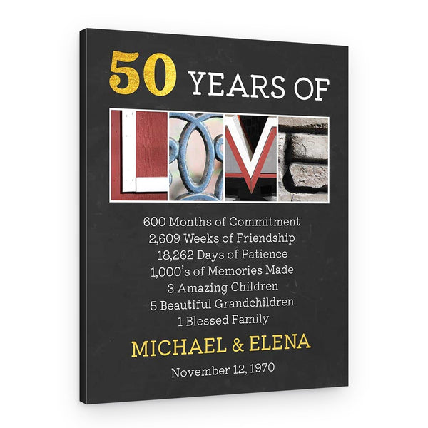 50 Years of Love Custom Canvas Print