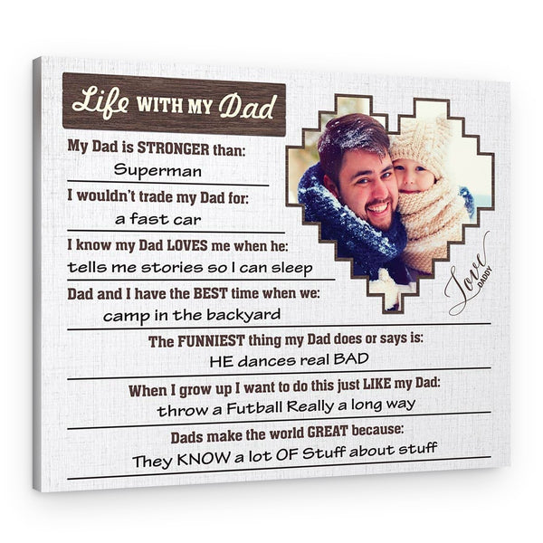 Kid Questionnaire Custom Photo Canvas Print For Dad