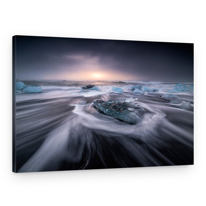 Icy Black Sand Flow – Canvas Print