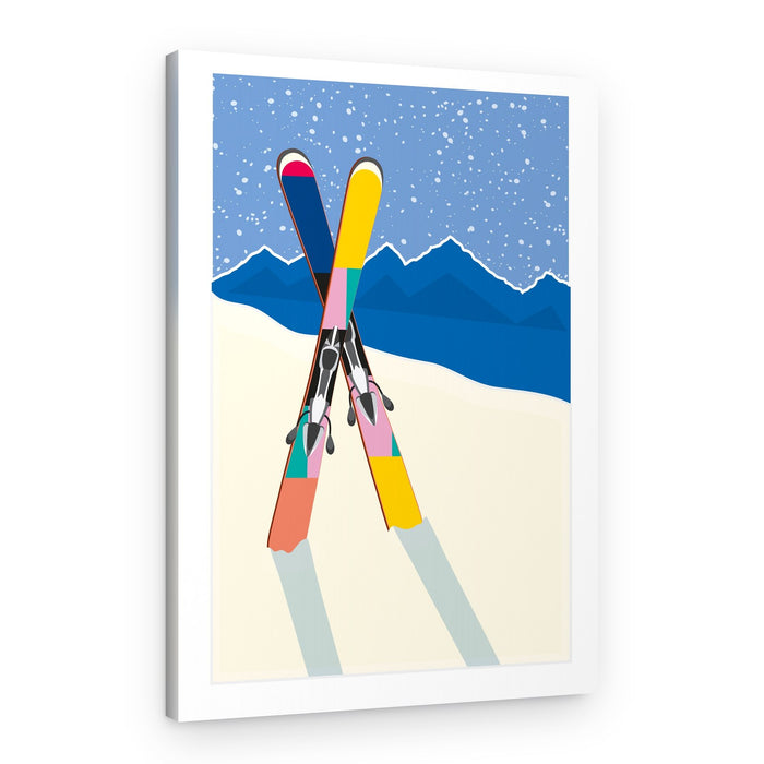 Colorful Skis In Snow – Canvas Print