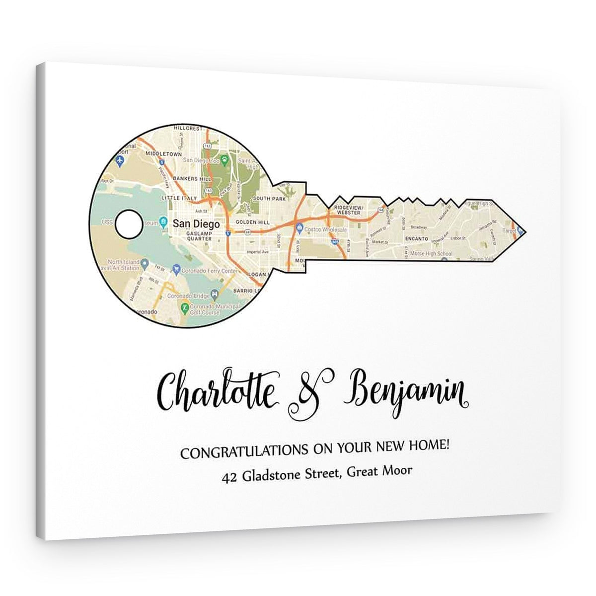 New Home Gifts Custom Key Map Canvas Print – Canvas Print