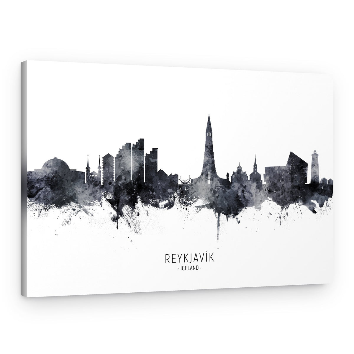 Reykjavik Skyline Watercolor – Canvas Print
