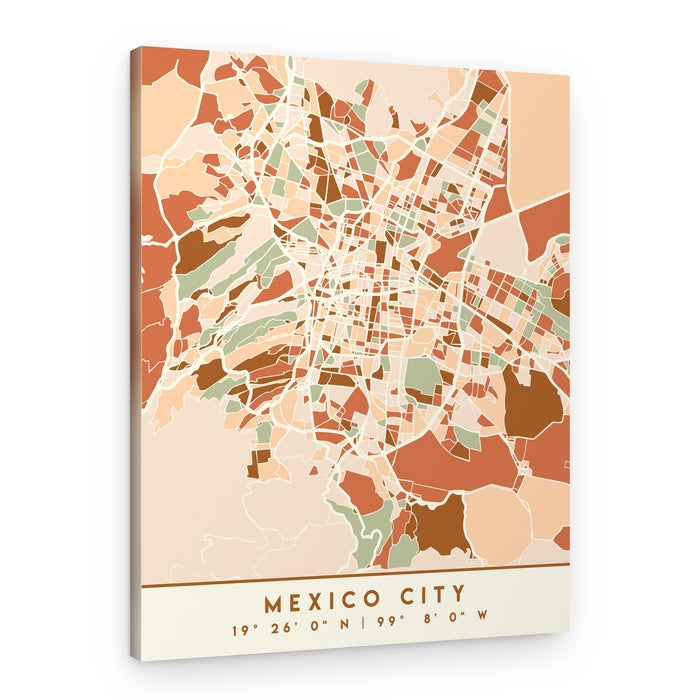 Mexico City Abstract Map – Canvas Print