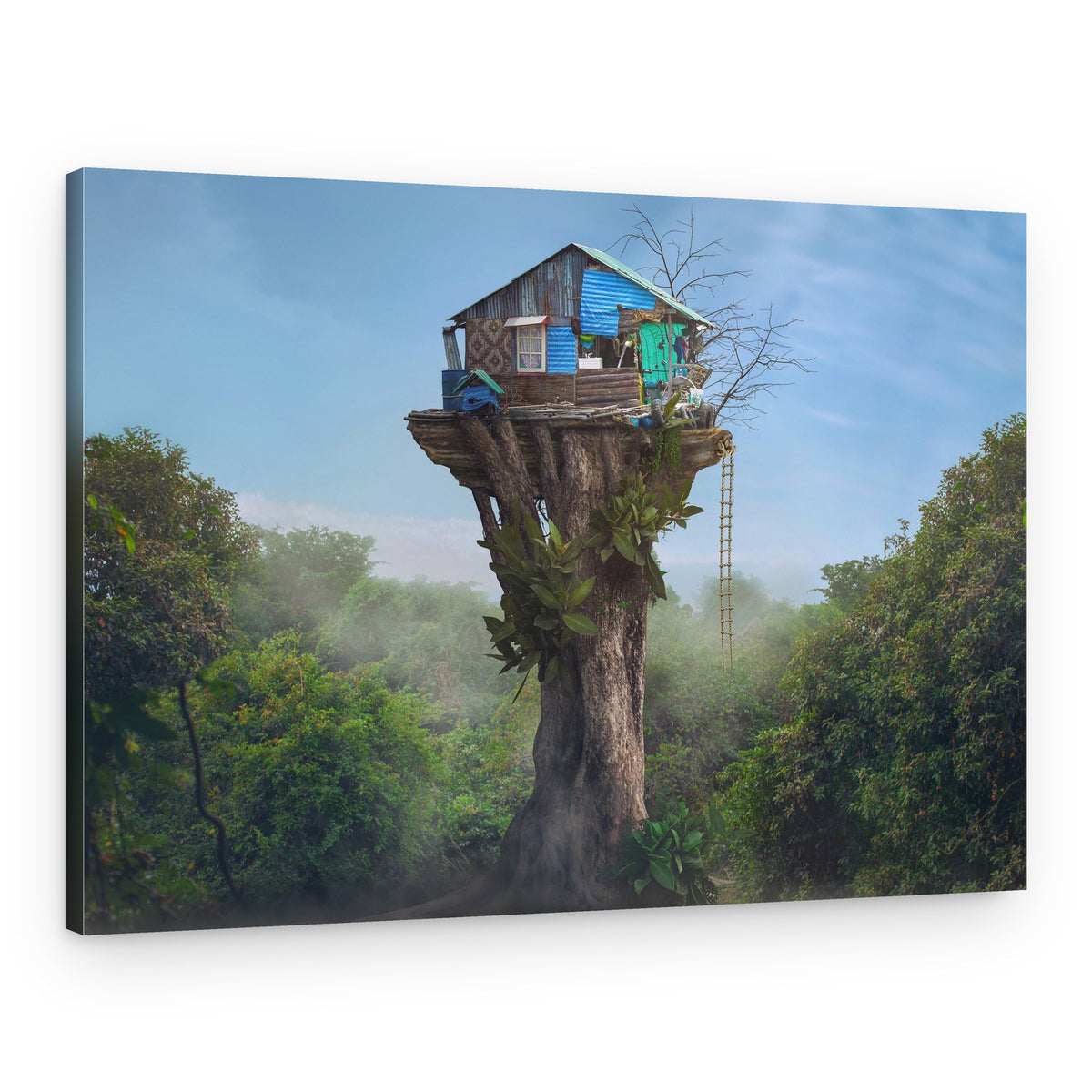 Misty Jungle Treehouse – Canvas Print