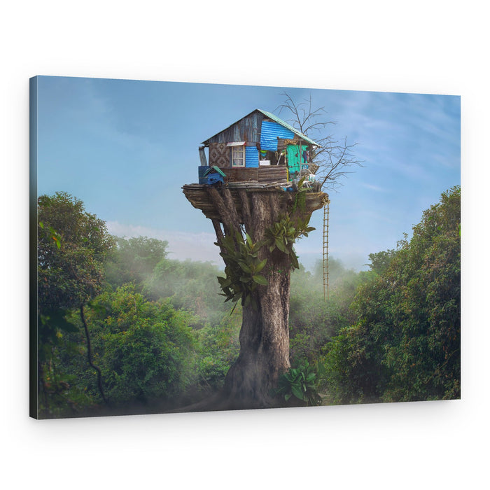 Misty Jungle Treehouse – Canvas Print