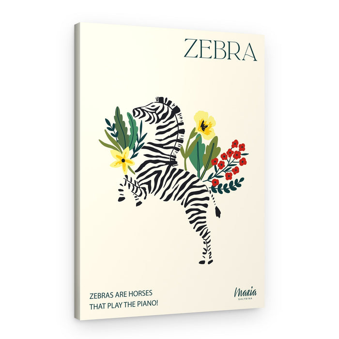 Whimsical Floral Zebra – Canvas Print