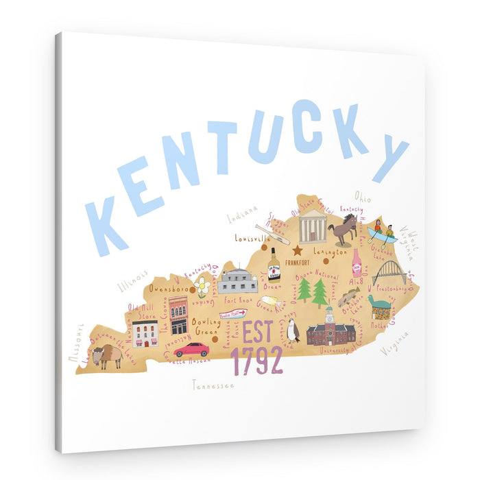 Kentucky Illustrated Map – Canvas Print