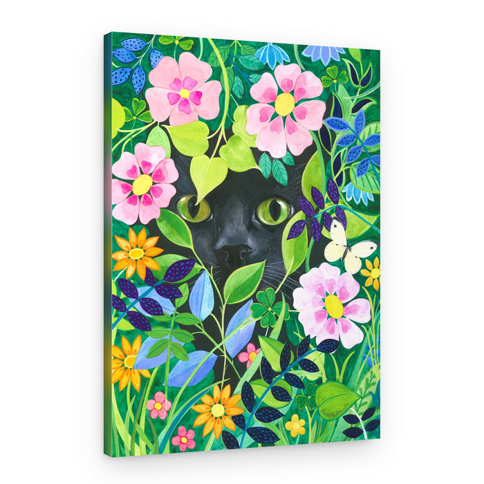 Black Cat With Green Eyes – Canvas Print