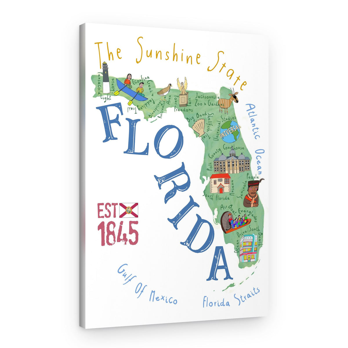 Sunshine State Map – Canvas Print
