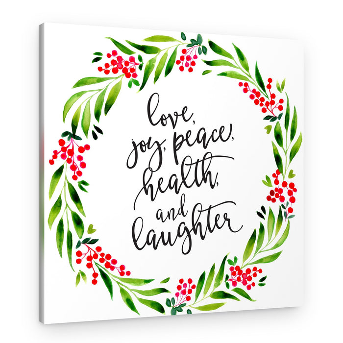Love Joy Holiday Wreath – Canvas Print