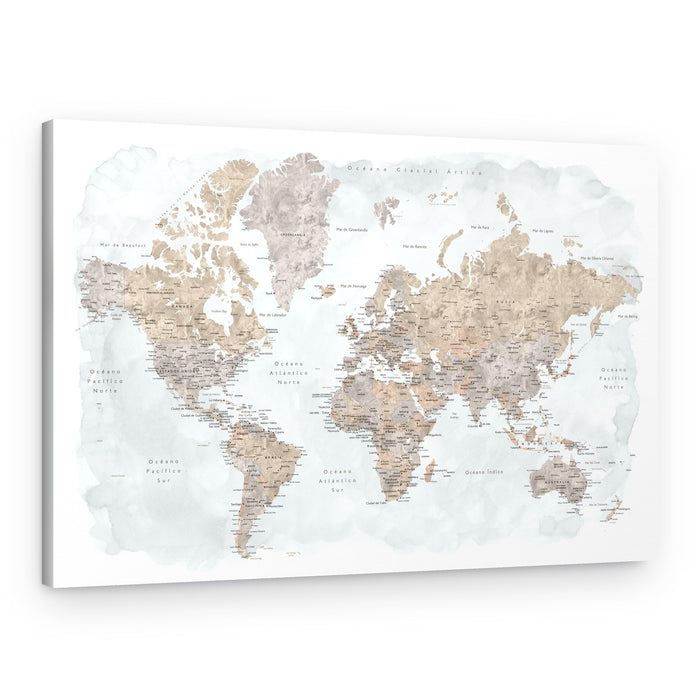 Muted Watercolor World Map – Canvas Print