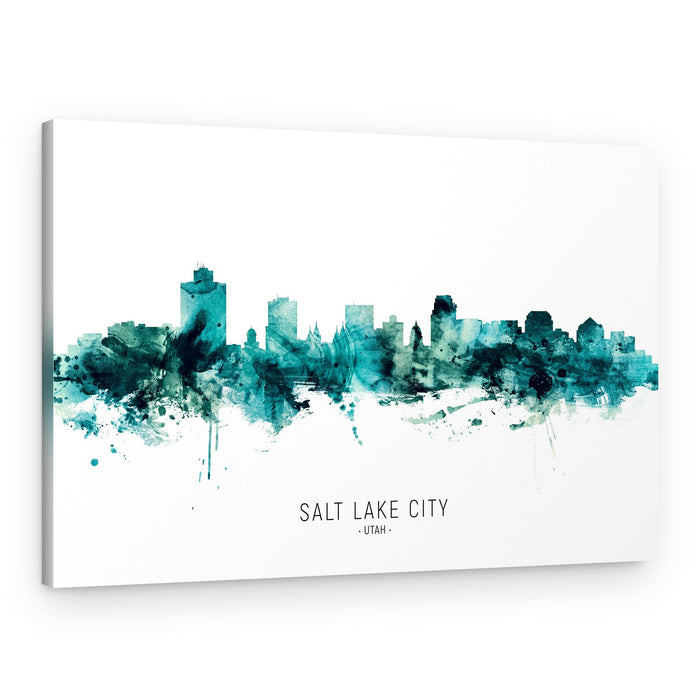 Watercolor Salt Lake City Skyline – Canvas Print