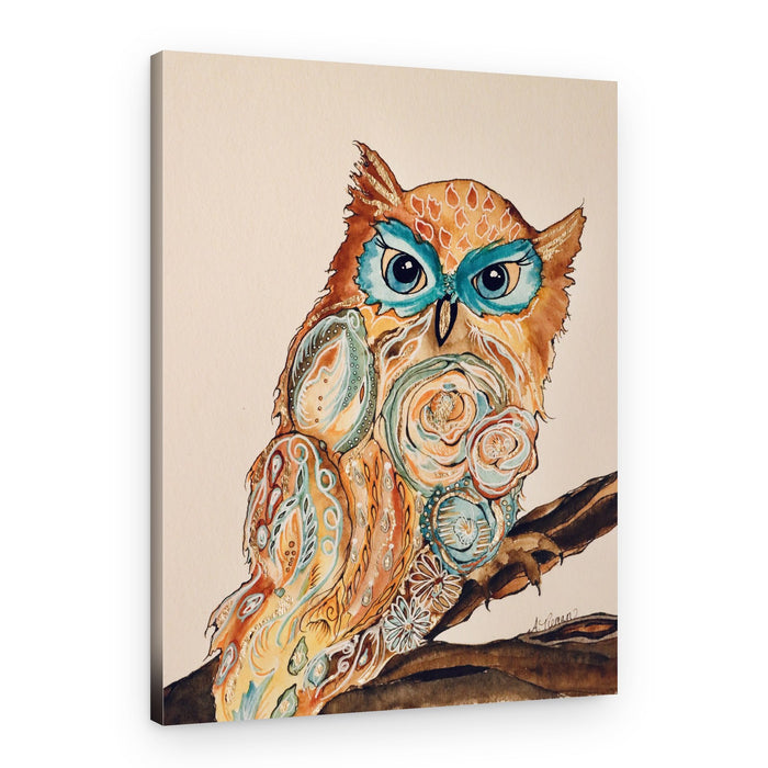 Whimsical Patterned Owl – Canvas Print