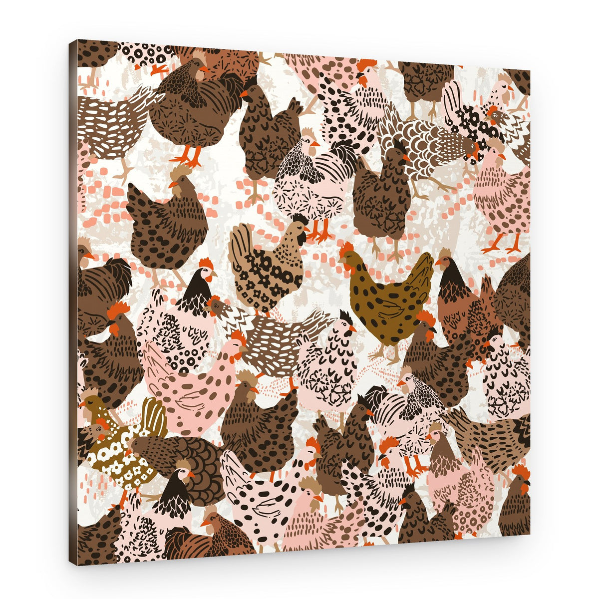 Busy Chicken Flock – Canvas Print