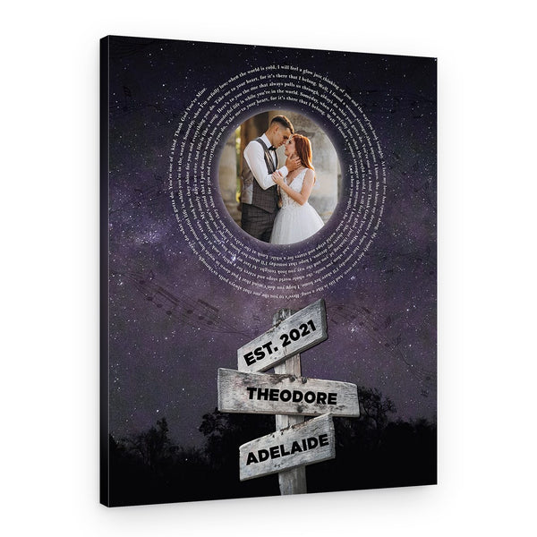 Spiral Song Lyrics and Street Sign Custom Photo Canvas Print