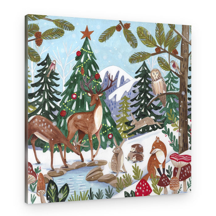 Animals in the mountains Christmas – Canvas Print