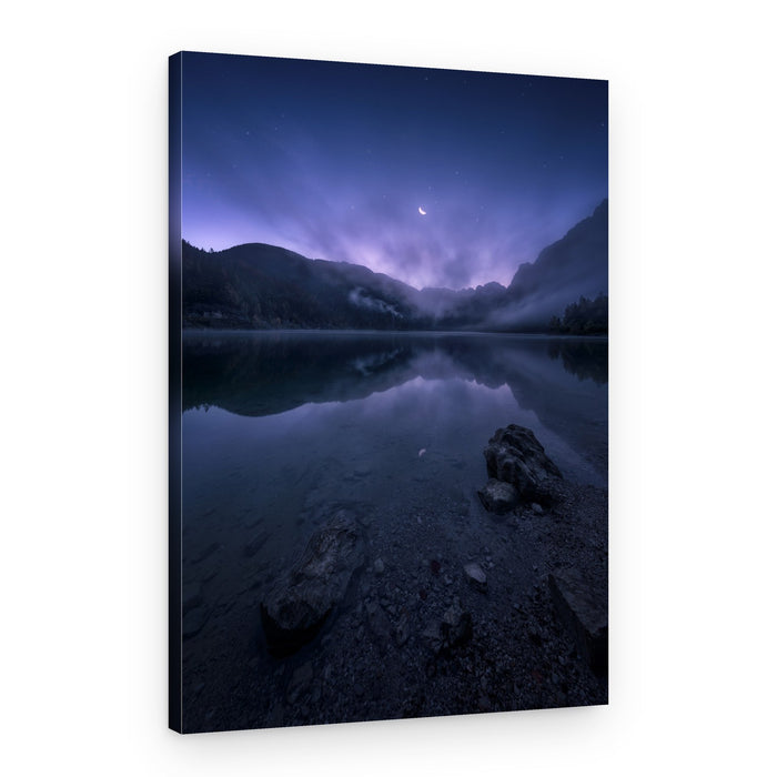 Crescent Moon Mountain Lake – Canvas Print