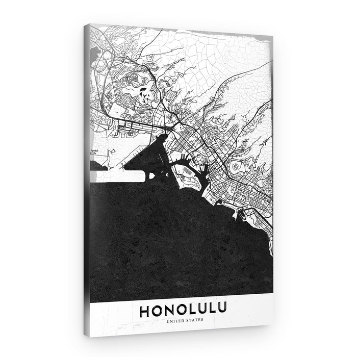 Honolulu City Map – Canvas Print