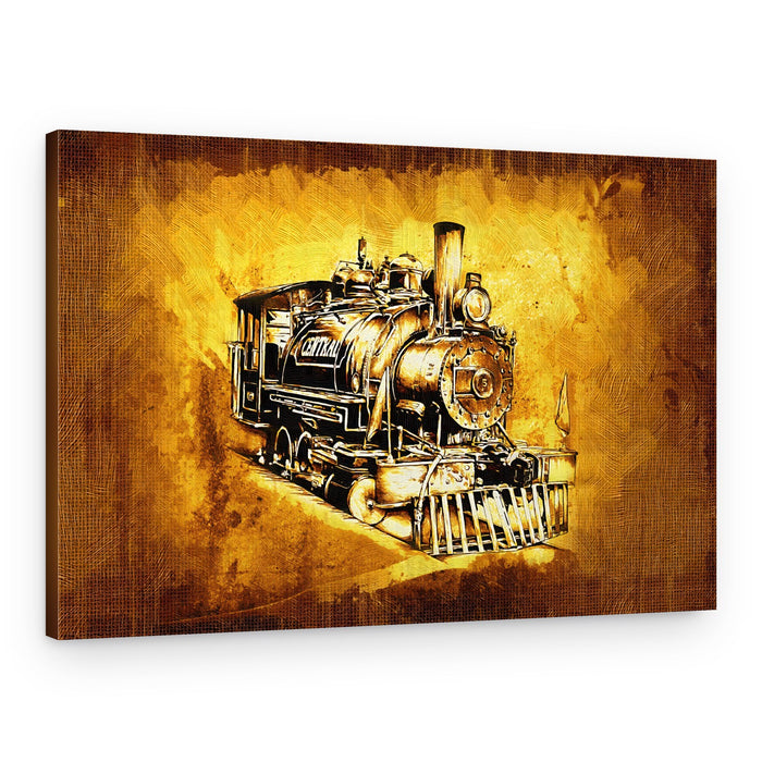Golden Vintage Locomotive – Canvas Print