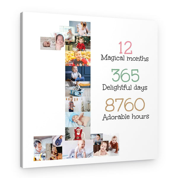 1st Birthday Photo Collage Canvas Print