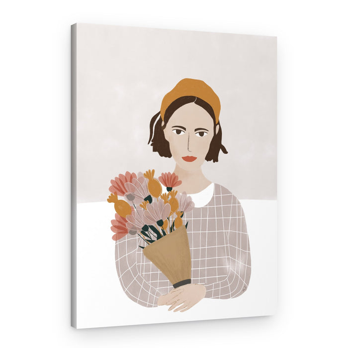 Girl with Floral Bouquet – Canvas Print