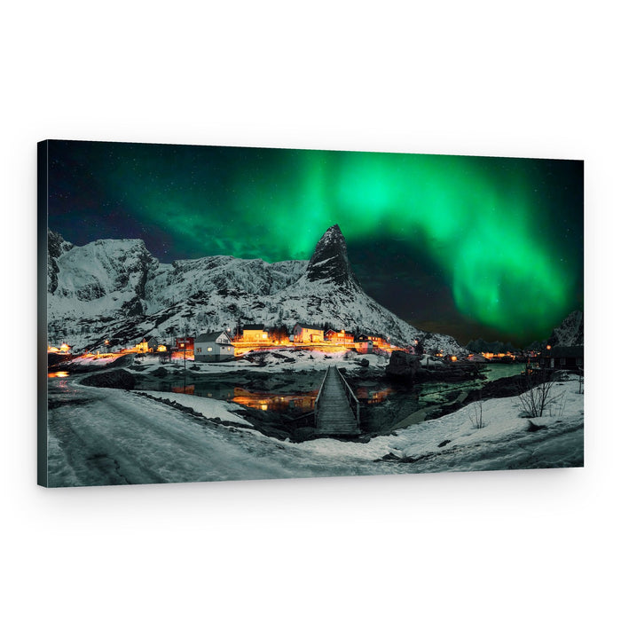 Northern Lights Village – Canvas Print
